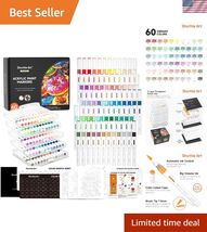 Professional-Grade Acrylic Paint Markers - 60 Colors with Auto Ink Control - $119.53