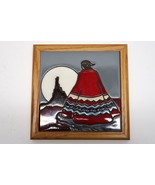 Vtg Hand Painted Ceramic Tile Trivet Art Nature Framed Native First Amer... - $559.49 MXN