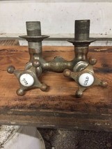 Vintage Antique Tub Faucet Filler with Porcelain Hot and Cold Button Han... - $68.55