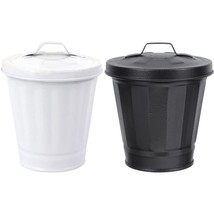 2Pcs Mini Desktop Trash Can With Lid Small Waste Paper Bin Rubbish Basket Flower - £18.97 GBP