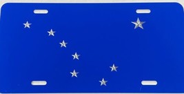 Engraved Alaska AK State Flag Diamond Etched on Blue Metal Front License Plate - £15.89 GBP