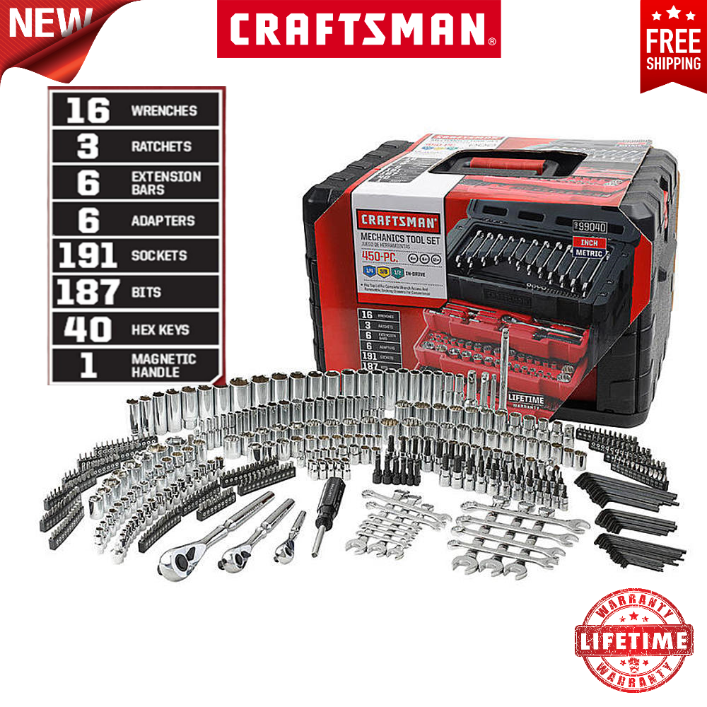 Craftsman 450 Piece Mechanic`s Tool Set With 3 Drawer Case Box 99040 BRAND NEW - $331.65