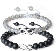 COAI Infinity Charm Labradorite and Onyx Relationship Couple His and Hers - £52.94 GBP