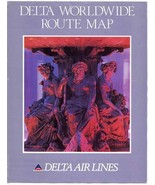 Delta Airlines Worldwide Route Map with Airplane Pictures Summer 1993 - £19.46 GBP