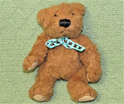 Smithsonian Institute Teddy Bear Plush Jointed Stuffed Animal 7&quot; With Teal Bow - £8.49 GBP