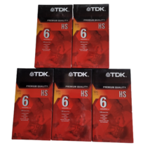 Lot of 5 TDK Premium Quality HS 6 Hours T-120 Blank VHS Tapes New Sealed Video - £13.54 GBP
