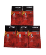 Lot of 5 TDK Premium Quality HS 6 Hours T-120 Blank VHS Tapes New Sealed... - $17.28