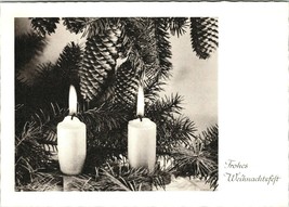 Vtg German Postcard Frohes Weihnachtsfelt (Merry Christmas) candles pinecone   - £3.89 GBP