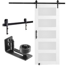 VEVOR Barn Door and Hardware Kit, 32&quot; x 84&quot; Wood and Glass Sliding Barn ... - $357.12