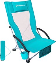 Kingcamp Beach Chair High Back Lightweight Folding Backpack Chair For, Cyan. - £58.95 GBP