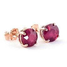 14k Solid Gold Natural Stud Ruby Earrings 3.50 Carat 7mm July Birthstone - £387.82 GBP