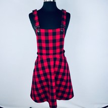 Hot Topic Red Black Buffalo Plaid Overall Skirtall Goth Dress Size Medium M - £28.12 GBP