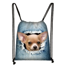 Cute Dog Backpack Cat Casual Drawstring Bag Woman Ruack Girl Daypack Ladies Port - £12.73 GBP
