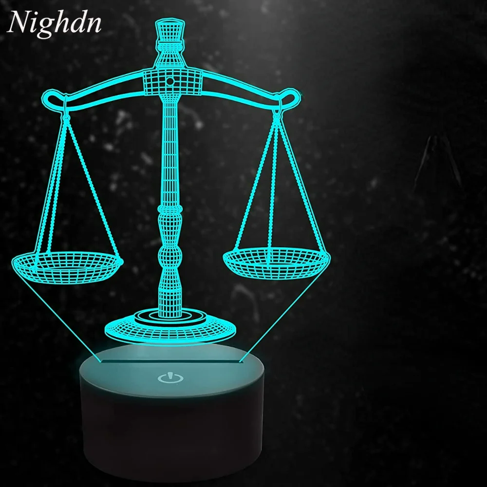 Gift for Lawyer Legal Balance LED Night Light 16 Colors with Remote Cont... - $13.46
