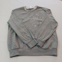 Alfred Dunner RN#19232 Round Neck Women&#39;s Gray Cotton Blend Sweater Top ... - $10.39