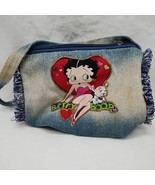 *Needs New Zipper* Betty Boop Jean Material Handbag Purse 8&quot; - £15.26 GBP