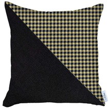 18" X 18" Black And Yellow Houndstooth Zippered Handmade Polyester Throw Pillow  - $1,154.22 MXN