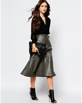 Stylish Black Leather Skirt Handmade Original Lambskin Skirt New Formal ... - $144.93+