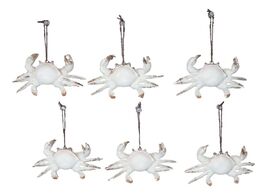 Set Of 6 Antique White Beach Crabs Ocean Marine Wall Hanger Decor Tree O... - €38,73 EUR