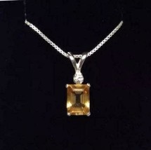 5 Karat Citrin Stein Feines Silber Handgemacht Certified Halskette Schmuck Gift - £54.00 GBP