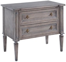 Nightstand Selena Greige Solid Wood Old World Distressing Tapered Legs 2-Drawers - $1,349.00