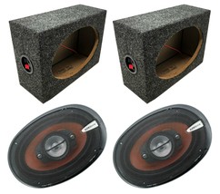 2X Ab-790 6X9&quot; 1000 Watt 4-Way Speakers W/ 2X Car Speaker Box - £78.41 GBP