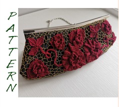 Irish crochet lace pattern décor for evening handbag. Crochet pattern bag - £14.30 GBP