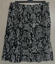 New Womens Liz Claiborne Black &amp; White Paisley Floral Full Skirt Size 14 - £20.31 GBP