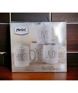 Parini Cookware 4 Piece Ceramic Coffee Mugs White Live Love Laugh Thankful - £17.44 GBP