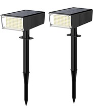 Outdoor Solar Spotlight 2pcs 72 LEDs IP65 Waterproof 2000Lm 2 Modes Black - £18.60 GBP