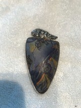 Vintage silver stone variegated pendant signed s. brooks? hand made 3 inch - £45.43 GBP