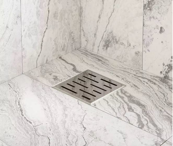 New Brushed Stainless Steel 4&quot; Effendi Square Shower Drain - with Drain ... - $119.95