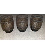 3 VTG Libbey Prado Old Fashioned Brown Embossed Scroll Juice Glass Tumbl... - $564.31 MXN