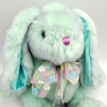 Dan Dee Plush Lime green Bunny Rabbit with purple tips Easter Spring Stuffed 16&quot; - £15.53 GBP