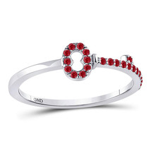 10kt White Gold Womens Round Ruby Key Stackable Band Ring 1/5 Cttw - £142.75 GBP