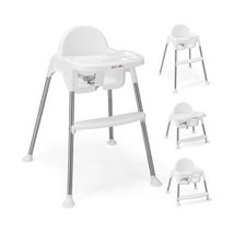 4-in-1 Convertible Baby High Chair with Removable Double Tray-White - Color: Whi - £57.60 GBP