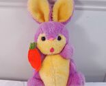 Vintage Animal Toys Plus Plush bunny rabbit purple yellow carrot 1981 Ta... - $17.00