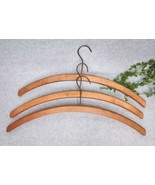 Vintage Wooden Hangers Set Of 3 Rustic Charm Long Metal Hooks - £11.83 GBP