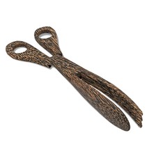 Stylish Hand Carved Salad or Bread Black Palm Wood Scissor Tongs - £12.15 GBP