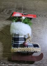 Christmas House Black &amp; White Plaid Ice Skate Christmas Tree Ornament wi... - $27.70 CAD