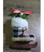 Christmas House Black &amp; White Plaid Ice Skate Christmas Tree Ornament wi... - €16,99 EUR
