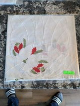 vintage 35&quot; x 35&quot; hand made cloth tablecloth doily Christmas themed - £12.46 GBP