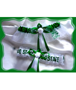 Michigan State White Organza Fabric Wedding Garter Set WB - $24.99