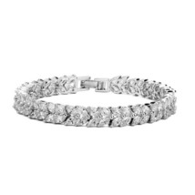 3 Ct Marquise Cut Simulated CZ Tennis Bracelet 14K White Gold Plated Silver 7.5&quot; - £86.45 GBP