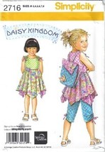 Simplicity Pattern 2716 Daisy Kingdom Dress Top Capris Backpack 3-8 Uncut - £5.48 GBP