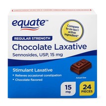 Equate Regular Strength Laxative Sennoside Chocolate Pieces, 15 mg, 24 C... - $12.86
