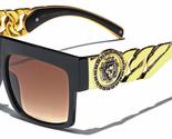 Flat Top Gold Chain Link Hip Hop Rapper Aviator Celebrity Sunglasses - $13.67