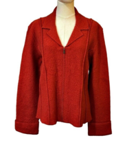 100% Wool Jacket Size Large Jillian Jones Sienna Orange Long Sleeves Zip... - £13.48 GBP