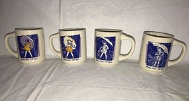 4 Vintage MORTON SALT 150 Yrs LOGO Coffee Cup Bryan China Mugs Japan blu... - £23.18 GBP