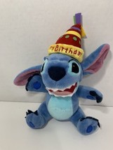 Disney small 9” plush Lilo &amp; STITCH stuffed animal Happy Birthday party hat - £15.79 GBP